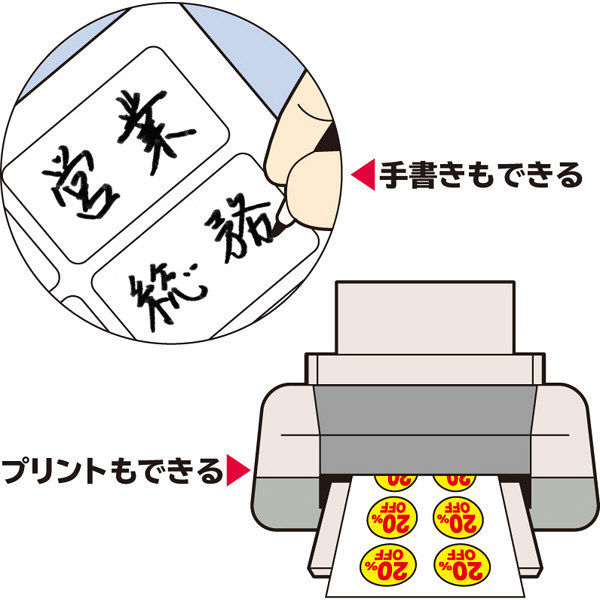 エーワン 手書きもプリントもできるラベル 整理・表示用 プリンタ兼用 マット紙 白 はがきサイズ 18面 1袋（12シート入） 26005