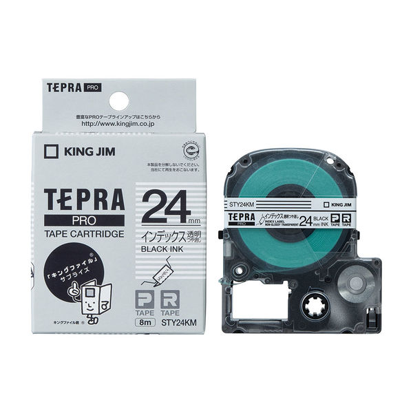 テプラ TEPRA PROテープ インデックスラベル 幅24mm 透明ラベル(黒文字 