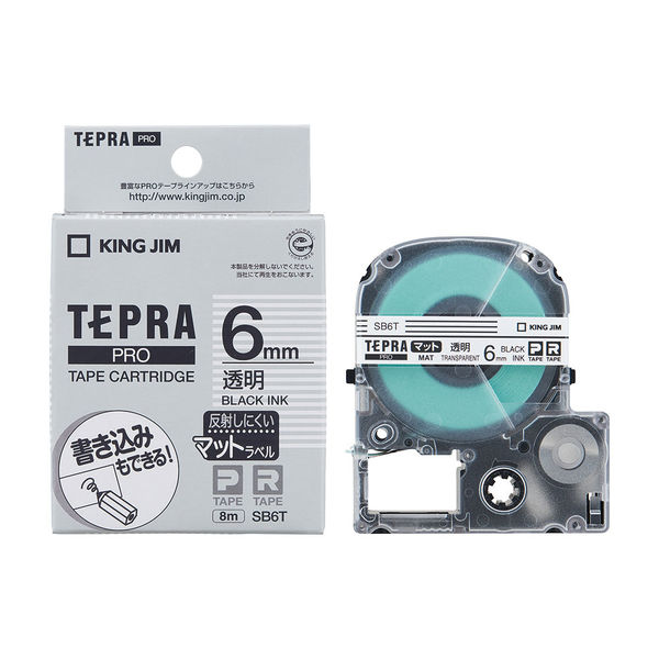 テプラ TEPRA PROテープ マットタイプ 幅6mm 透明ラベル(黒文字) SB6T