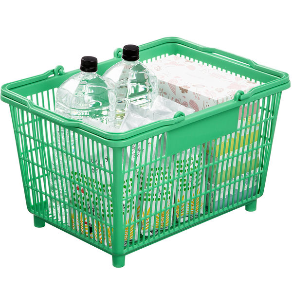 アスクル 買い物カゴ 25.4L グリーン 1セット（5個：1個×5