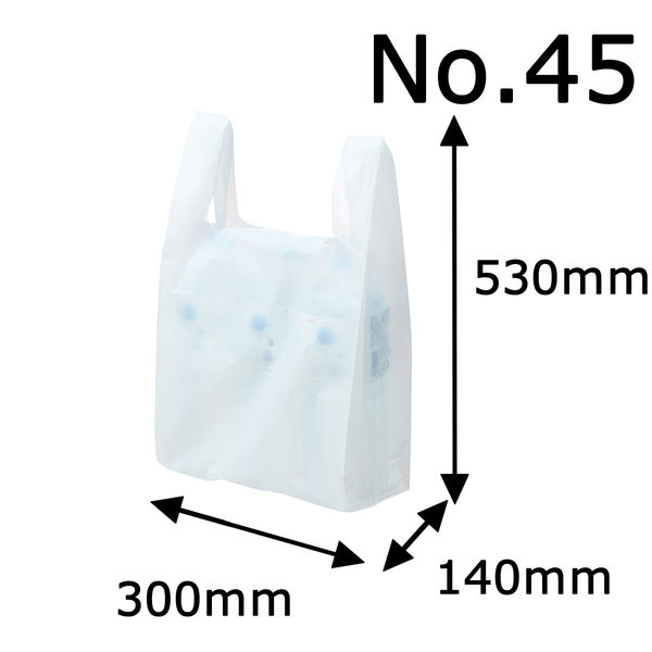 アスクル レジ袋（乳白） 45号 幅300mm×マチ140mm×縦530mm 1袋（100枚