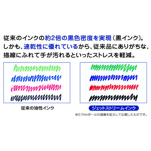 ジェットストリーム 3色ボールペン 0.7mm 油性 透明軸 10本 SXE3-400