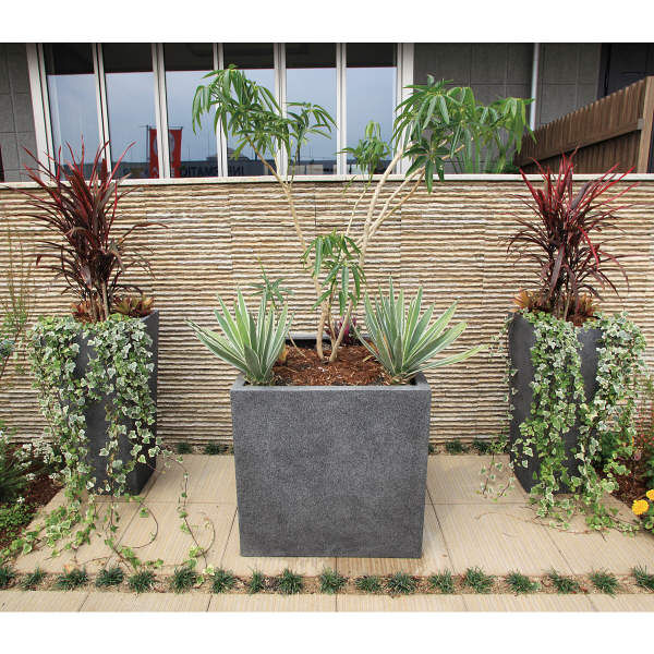 タカショー キューブポット カント 640 ムーングレー PIA-C01LMR 1台