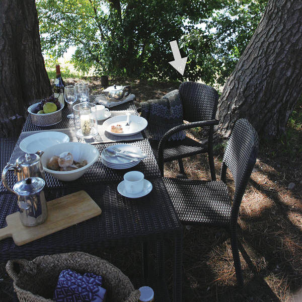 タカショー 庭座 シンプルアームチェア ダークブラウン KFB-1101 1脚