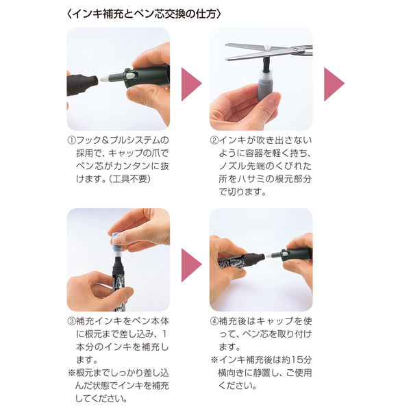 シヤチハタ 乾きまペン 油性マーカー 替芯 太字・角芯用 K-199P - アスクル