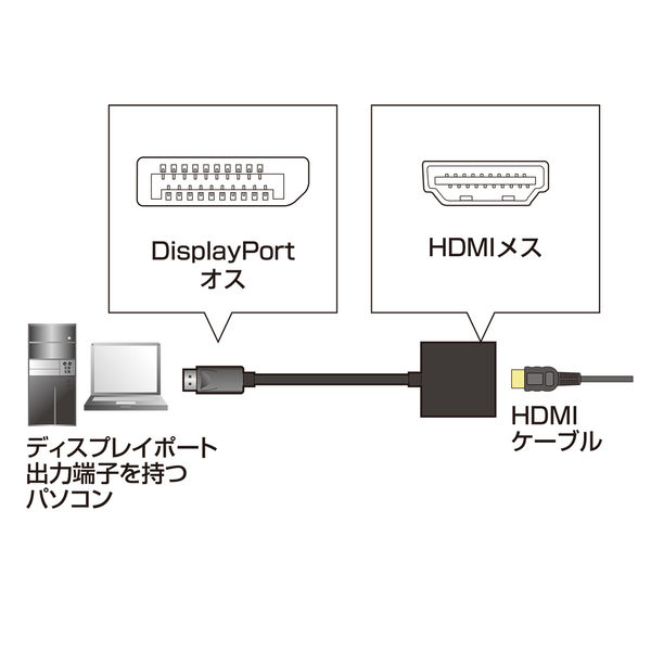 サンワサプライ DisplayPort-HDMI 変換アダプタ AD-DPPHD01 1個 - アスクル