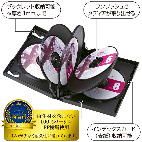 サンワサプライ DVDトールケース（8枚収納） ブラック DVD-TW8-01BK 1