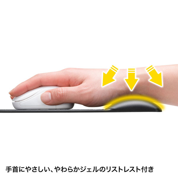 サンワサプライ リストレスト付きマウスパッド（レザー調素材、高さ標準、ブラック） MPD-GELPNBK 1個