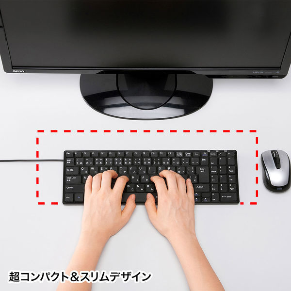 有線キーボード 静音 パンタグラフ コンパクト ブラック SKB