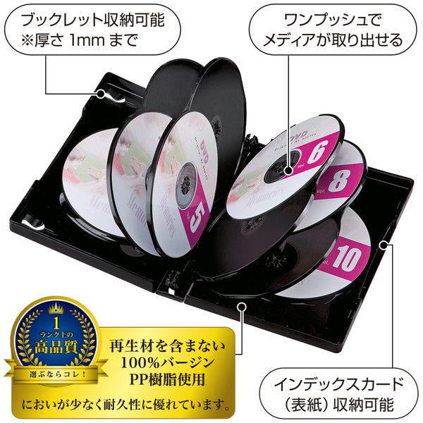 サンワサプライ DVDトールケース（10枚収納） ブラック DVD-TW10-03BK 1セット（3枚入り）（直送品）