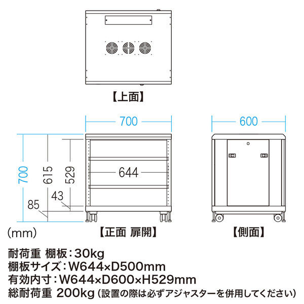 サンワサプライ マルチ収納ラック サーバーラック 高さ700 CP-SVCMULT1