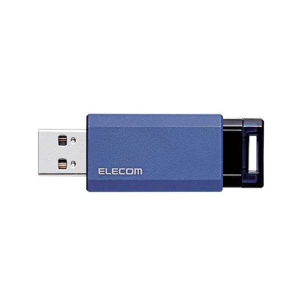 USBメモリ 64GB ノック式 USB3.1(Gen1)対応 ブルー MF-PKU3064GBU エレコム 1個 - アスクル