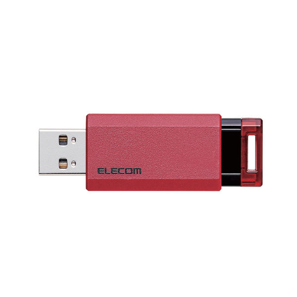 USBメモリ 64GB ノック式 USB3.1(Gen1)対応 レッド MF