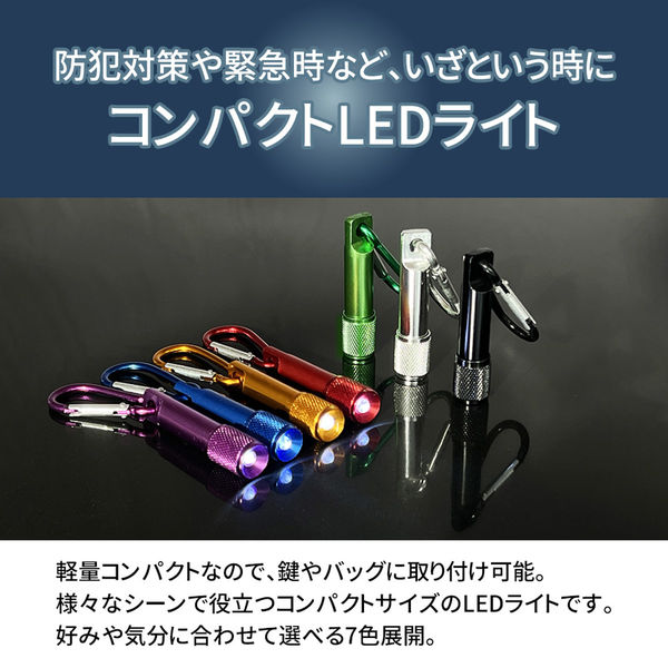 カラビナ付 アルミLEDライト グリーン 5個 ミニライト ハンディライト
