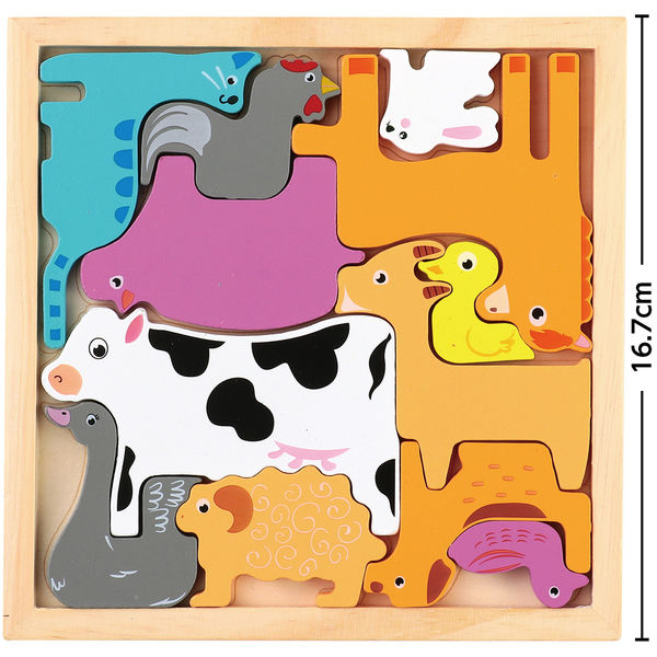 アーテック 木製四角パズル ぼくじょうのどうぶつ 22006 1セット(1個×3