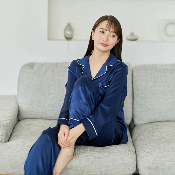 ユノキ シルク 長袖パジャマ 上下セット 快眠 部屋着 ナイトウェア