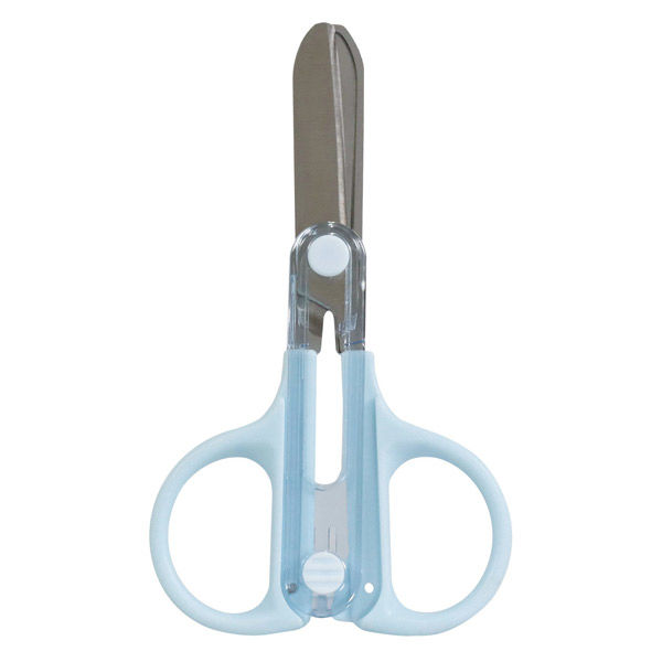 クツワ キャップ一体コンパクトはさみ(ブルー) SS124BL 1セット(1個×5