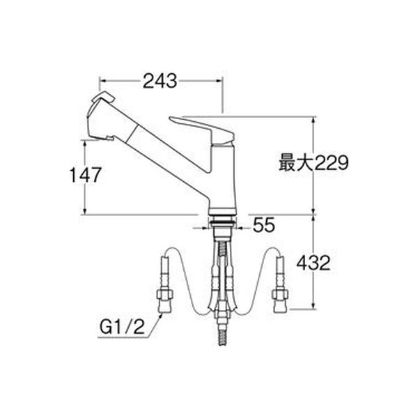 SANEI シングル浄水器付ワンホールスプレー混合栓 K87128EJV-13 1個