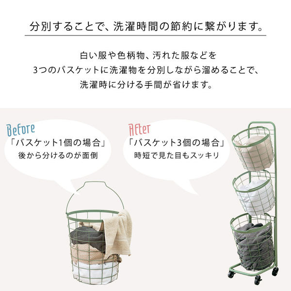 軒先渡し】萩原 ランドリーラック 3段 幅345×奥行390×高さ1240mm