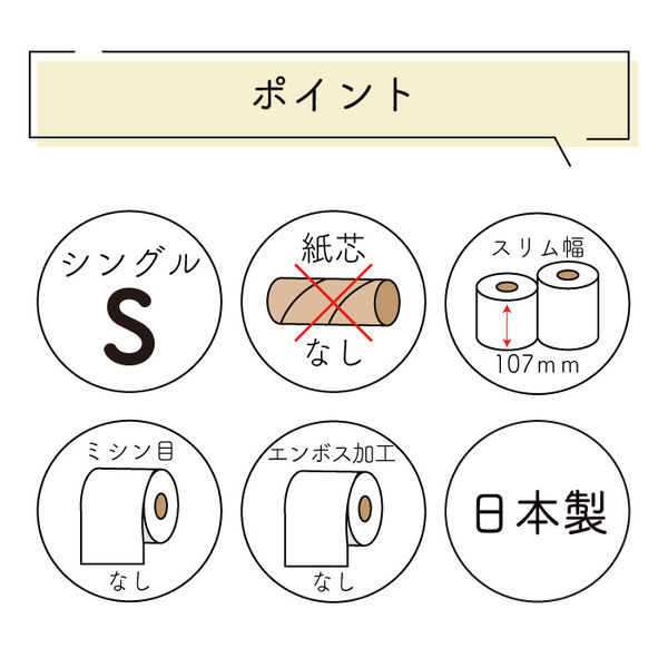大容量】業務用トイレットペーパー シングル 180m 芯無 再生紙