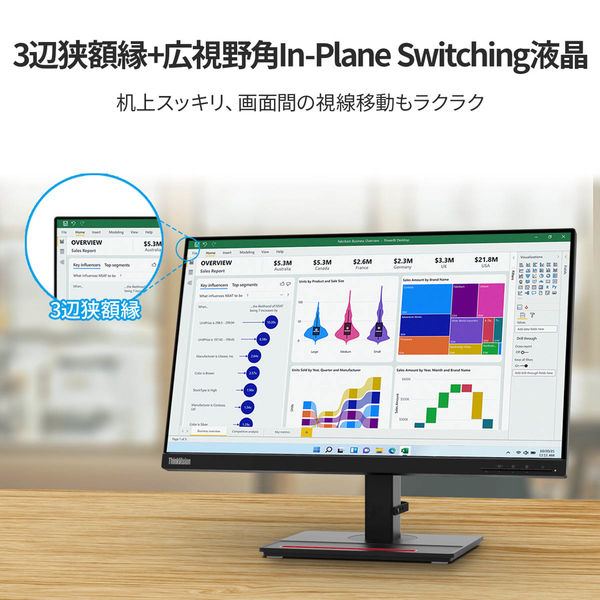 Lenovo ＴｈｉｎｋＶｉｓｉｏｎ Ｐ２４ｈー２Ｌ （２３．８型） 62B2GAR1JP 1台（直送品） - アスクル