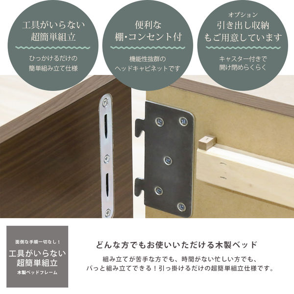 軒先渡し】友澤木工 棚 マットレス付 ボルトレスベッド ダブル 幅1400