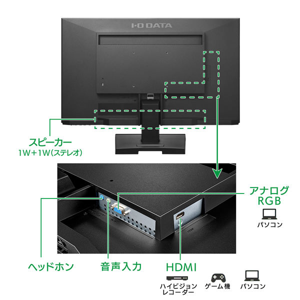 アイ・オー・データ機器 広視野角ADSパネル採用 23.8型ワイド液晶ディスプレイ 黒(LCD-AH241EDB-B)