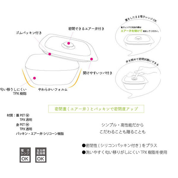 台和 デュアル密閉容器 小 4個セット 本体：クリア 蓋：白 PET-TPX-S 1