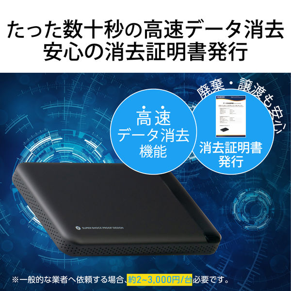 SSD 外付け 480GB ハードウェア暗号化 USB3.2（Gen1）ブラック ESD-PL0480GM エレコム 1個