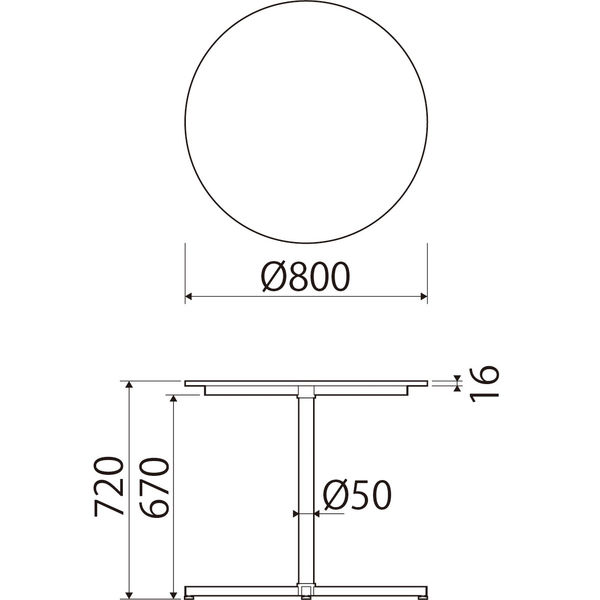 アスクル マルチワークテーブル 直径800×高さ720mm ライトウッド天板