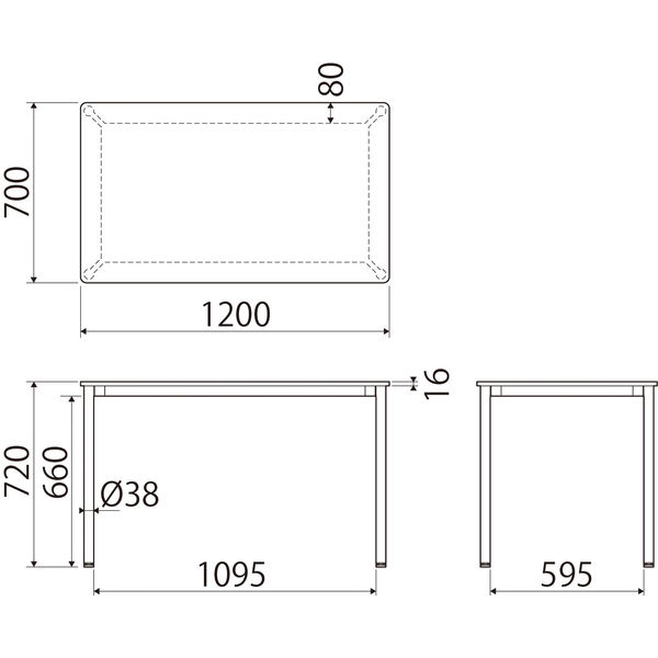 アスクル マルチワークテーブル 幅1200×奥行700×高さ720mm ダーク