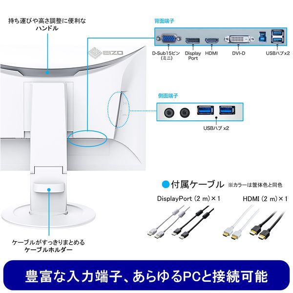 EIZO 23.8インチ液晶モニター 画面回転機能/上下昇降機能 EV2460-BK 1 