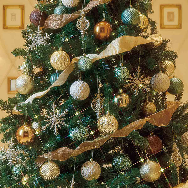 ストア・エキスプレス クリスマスツリーセット ゴールドグリーン 高さ210cm 8813-480 1セット 58-8-2-3（直送品）