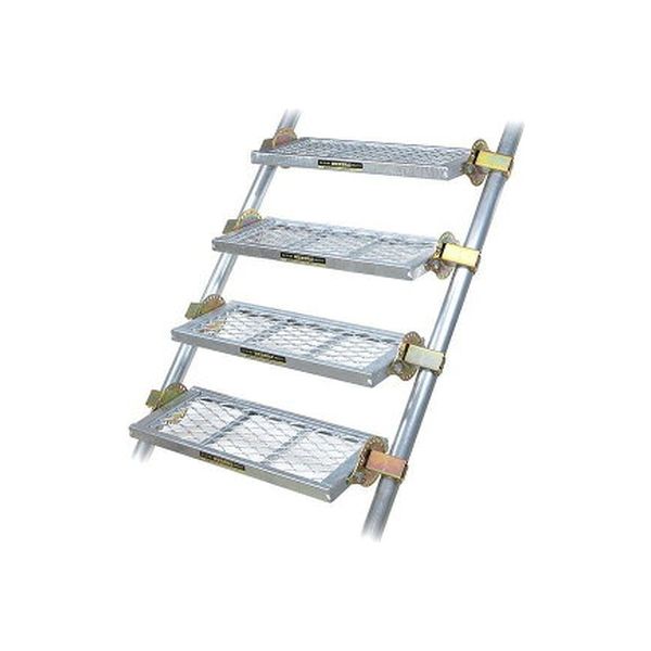 鋼製足場ステップ7段(踏み板メッシュシと鋼板)