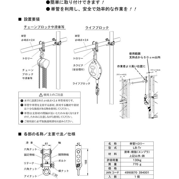 単管トロリー LB-Tｒ 1セット(5個入) 伊藤製作所（直送品） - アスクル