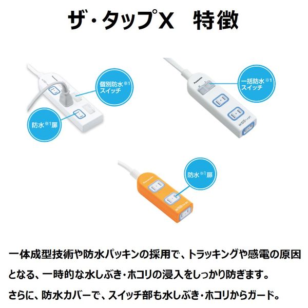 延長コード 電源タップ 3m 4個口 ザ・タップX（安全設計扉