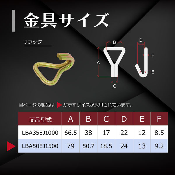 フリーク FREAK ラッシングベルト青 アイ/Jフック1.5ton 幅50mm