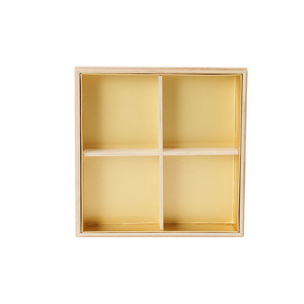 木具輪 高級桐弁当箱 4仕切 外寸180×180×H66mm SD197230-32 1