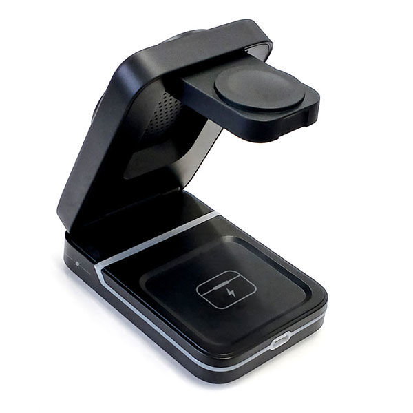 エアージェイ コンパクト3in1ワイヤレス充電ステーション AWJ-3MG3 BK