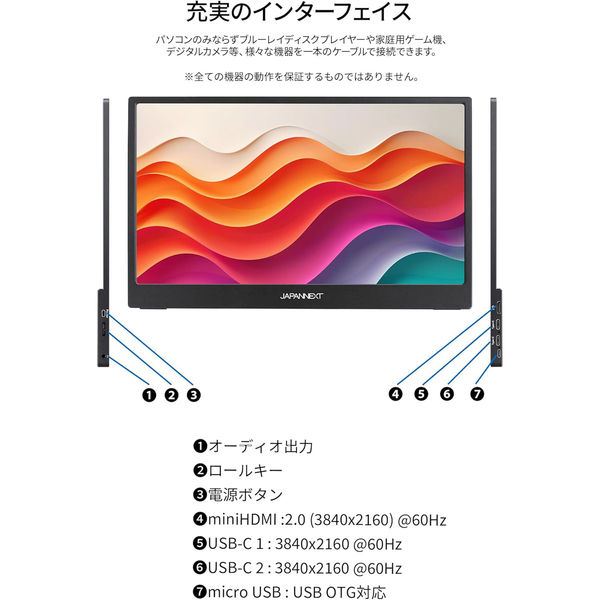 JAPANNEXT 15.6インチ 4Kワイド モバイルディスプレイ JN-MD-IPS156U 1台（直送品）