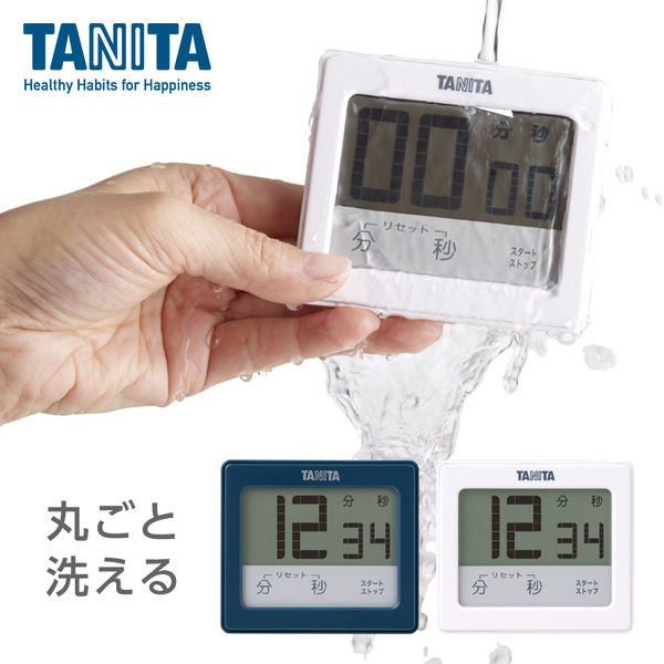 タニタ（TANITA） 防水タッチパネルタイマー ブルー TD414 1個 キッチンタイマー - アスクル