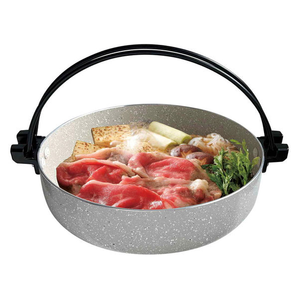 コーベック すきやき鍋 24cm IH対応 ガラス蓋付き ナチュルストーン