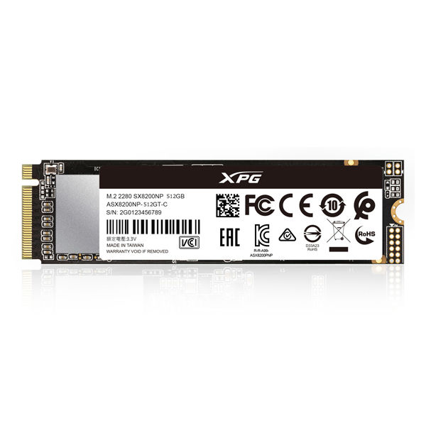 【アウトレット】内蔵SSD M.2 2280 512GB ADATA Gen3x4 ASX8200PNP-512GT-C 1台　【終売品】