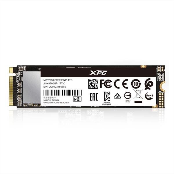 内蔵SSD M.2 2280 1TB ADATA Gen3x4 ASX8200PNP-1TT-C 1台 - アスクル