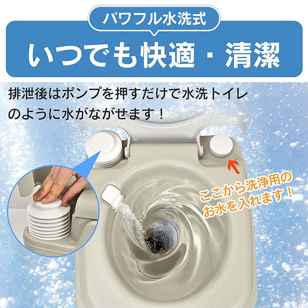 万方商事 ポータブル水洗トイレ 34.5×29.5×41cm sg158 1個（直送品