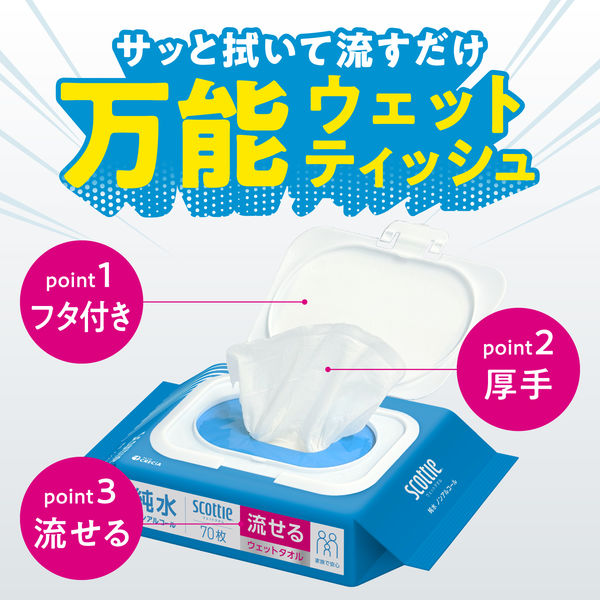 日本製紙クレシア スコッティ ウェットタオル 流せるウェットタオル 純