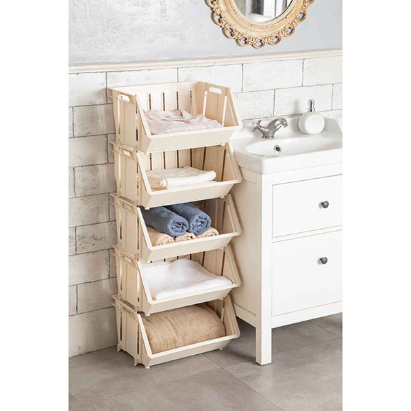 平和工業 バスケット 積み重ねバスケットN ストッカ- 幅44×奥行35×高さ