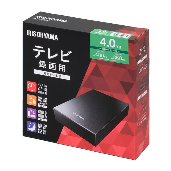 アイリスオーヤマ HDD 4TB HD-IR4-V1 ブラック 1個 - アスクル