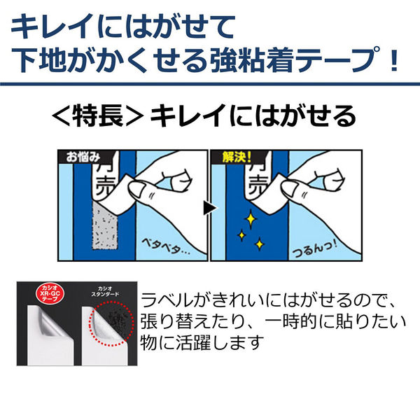 カシオ計算機 カシオネームランドテープ キレイにはがせて下地がかくせる XR-3GCWE 1個 - アスクル