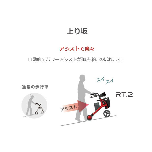 RT.ワークス 自動制御機能付き歩行器 ロボットアシストウォーカーRT.2 レッド RT2-01RD 1台 7-5244-01（直送品）